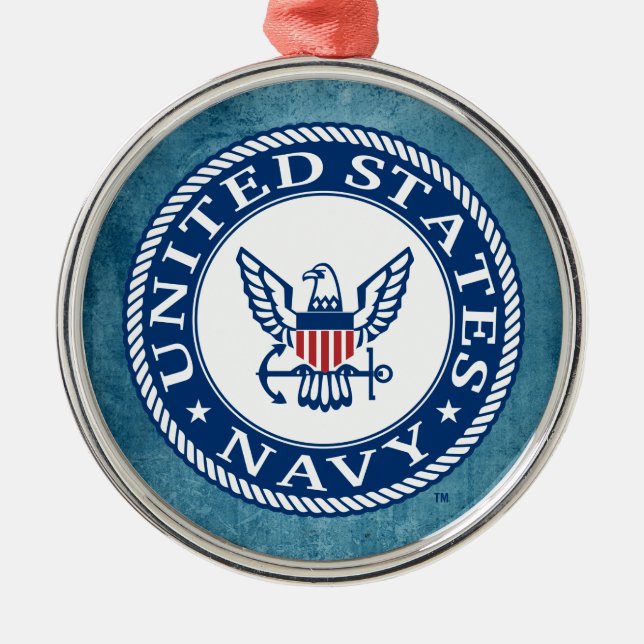 USA:s flotta | Tunga Alt Emblem Julgransprydnad Metall (Framsidan)