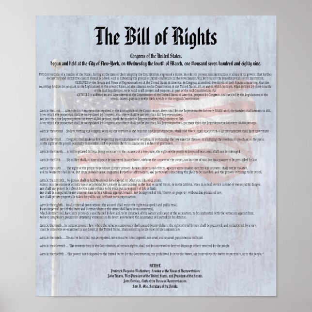 USA:s författningslista Bill of Högers History Cla Poster (Framsidan)