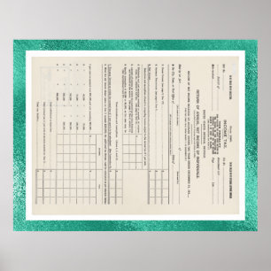 USA:s första inkomstskatteformulär 1040 glas Poster