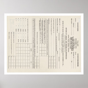 USA:s första inkomstskatteformulär 1040 Poster