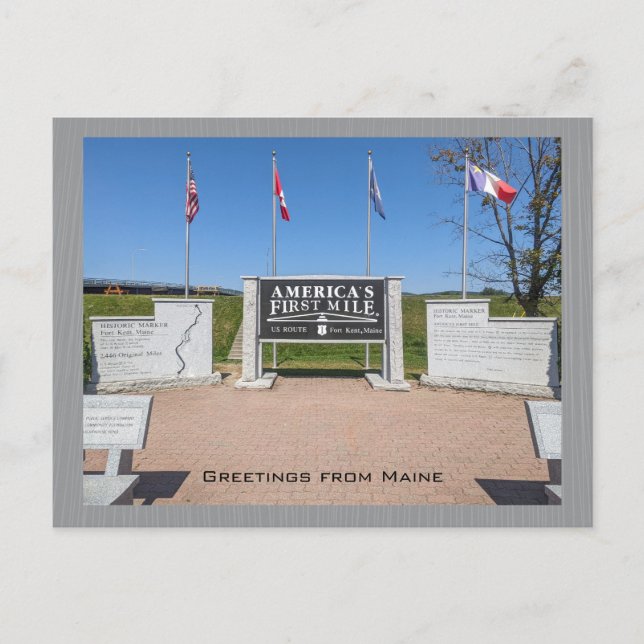 USA:s första milmonument på väg 1 Vykort (Framsida)