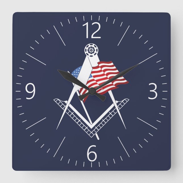 USA:s freemasonry-symbol Fyrkantig Klocka (Framsida)
