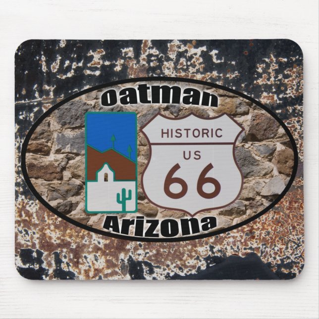 USA:s historiska väg 66 Oatman Arizona Musmatta (Framsidan)