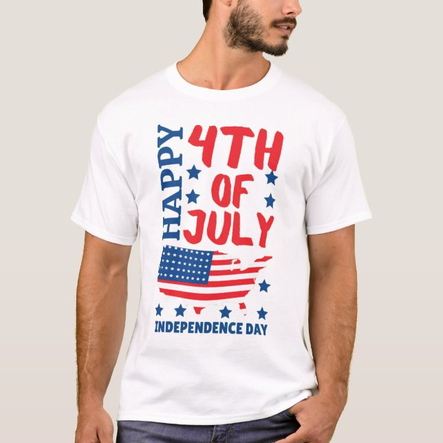 USA:s Independence day Lycklig-oberoende 4:e juli T Shirt (Framsida)