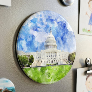USA:s Kapitolium i Washington DC Akvarell Magnet