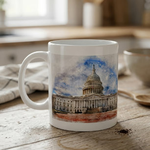 USA:s Kapitolium Pastellteckning Washington DC Kaffemugg