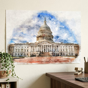 USA:s Kapitolium Pastellteckning Washington DC Poster