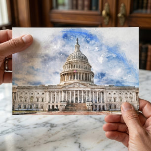 USA:s Kapitolium Pastellteckning Washington DC Vykort