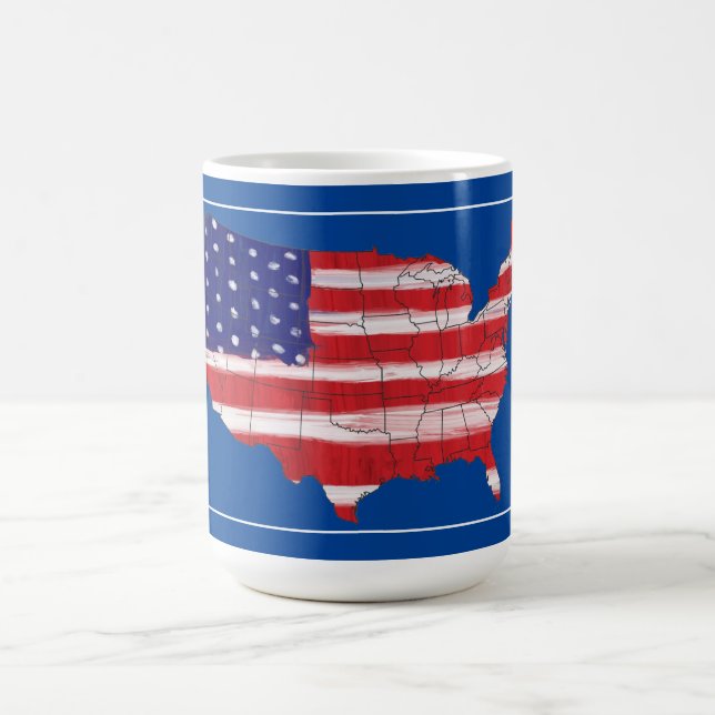 USA:s Karta och Flagga-kaffe Mugg (Center)