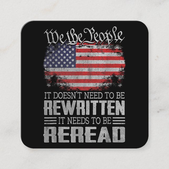 USA:s konstitution för Flagga måste läsas om Fyrkantigt Visitkort (Framsida)