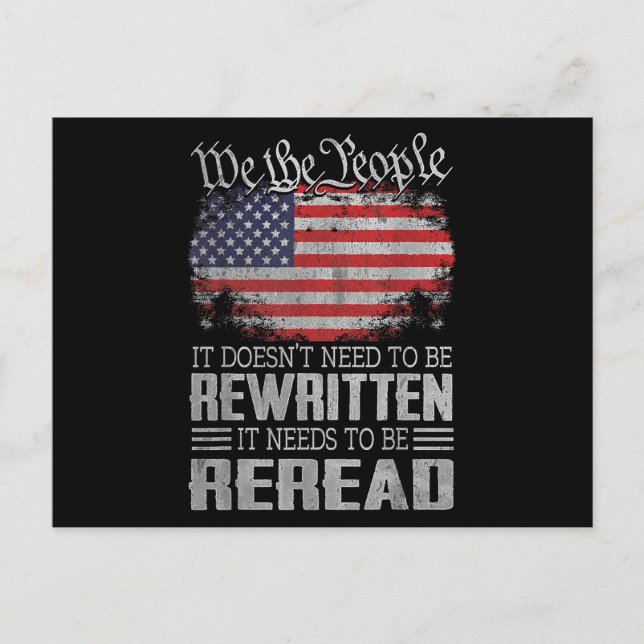 USA:s konstitution för Flagga måste läsas om Helg Vykort (Framsida)