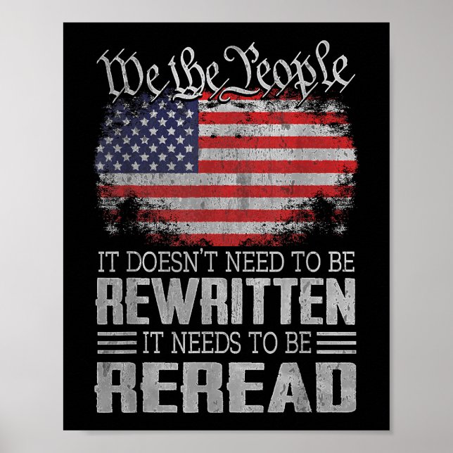 USA:s konstitution för Flagga måste läsas om Poster (Framsidan)