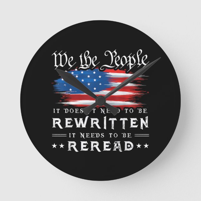 USA:s konstitution för Flagga måste läsas om Rund Klocka (Framsida)