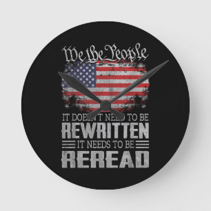 USA:s konstitution för Flagga måste läsas om Rund Klocka