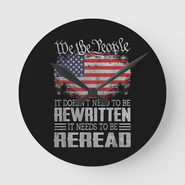 USA:s konstitution för Flagga måste läsas om Rund Klocka (Framsida)