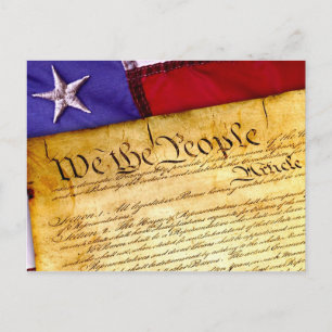 USA:s konstitution och amerikanska Flagga Vykort