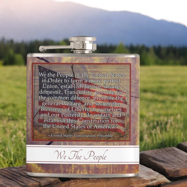 USA:s konstitutionsingress över texturerad bakgrun Fickplunta (front side flask)
