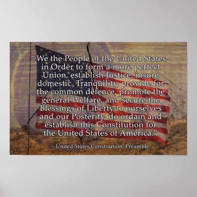 USA:s konstitutionsingress över texturerad bakgrun Poster (Framsidan)