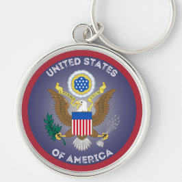 USA:s kultursymbol Rund Silverfärgad Nyckelring