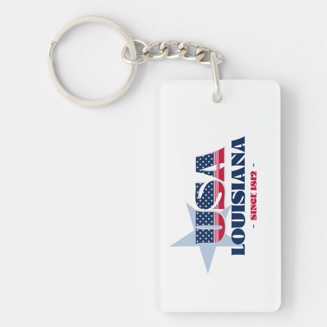 USA:s Louisiana Monogram-akrylisk nyckelkedja (Framsidan)