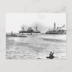 USA:s Maine Entering Havana Harbour Vykort