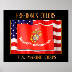 USA:s marin kår 20 x 16 tum Skriv ut Poster