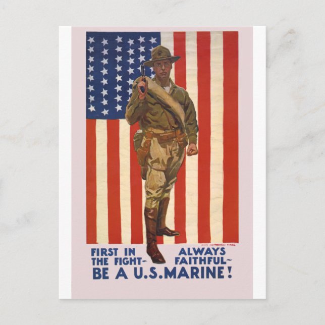 USA:s MARINES först i striden, alltid gudomlig Vykort (Framsida)