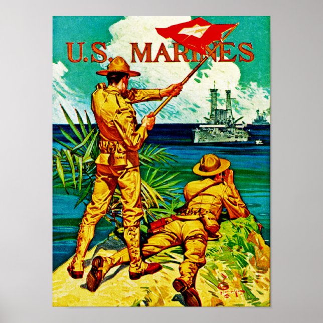 USA:s Marines ~ Signal Flagga Poster (Framsidan)