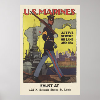 USA:s marinkår Aktiva tjänst Land Sjö Luft Första  Poster