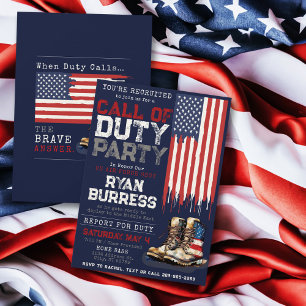 USA:s militära Flagga BLUE-utplaceringsfack Party Inbjudningar