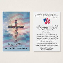 USA:s militära hågkomst Memorial Veterans Prayer Visitkort