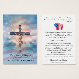 USA:s militära hågkomst Memorial Veterans Prayer Visitkort
