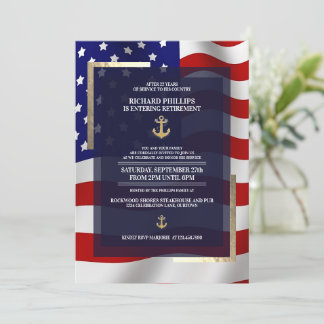 USA:s militära Pension-Party, Anchor Flagga/Guld Inbjudningar