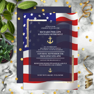 USA:s militära Pension-Party, Anchor Flagga/Guld Inbjudningar