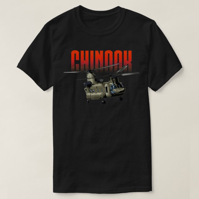 USA:s militära Warbird Helicopter Chinook T Shirt (Design framsida)