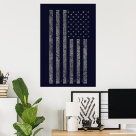 USA:s Mörk blått Vintage Amerikanska Flagga Poster