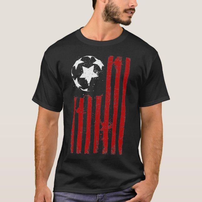 USA:s nationella Flagga med fotbollsbuss Distress T Shirt (Framsida)
