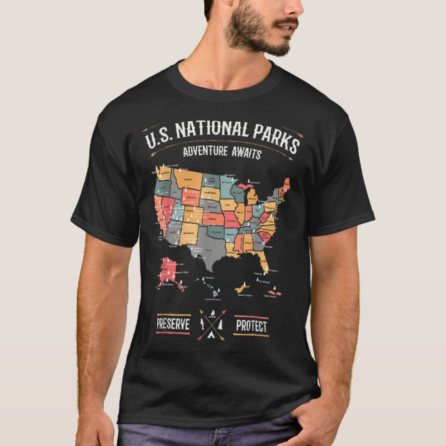 USA:s nationella Parker Karta Bevara Hiking Camp T Shirt (Framsida)