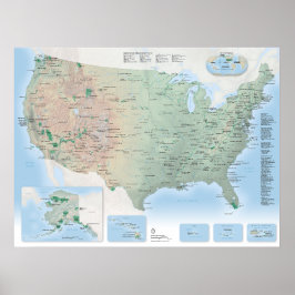 USA:s nationella Parker Karta Poster (2025 års upp