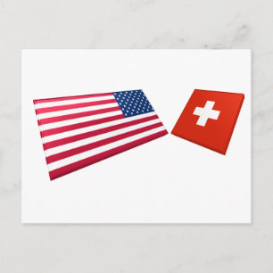USA:s och Schweiz flaggor Vykort