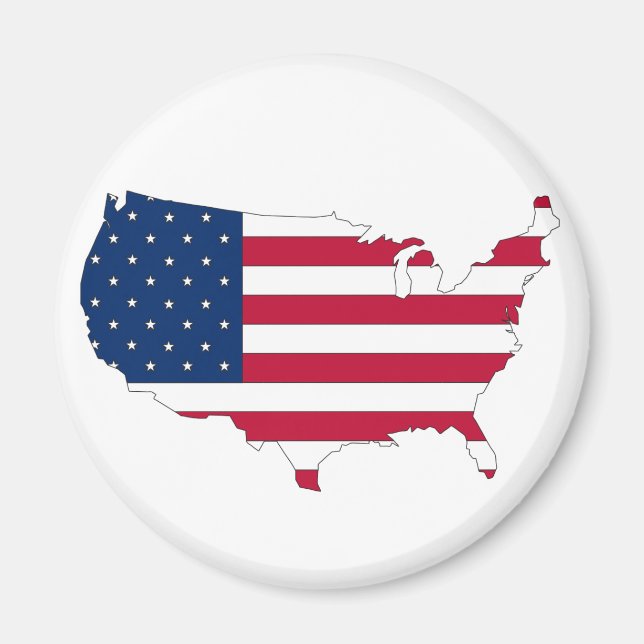 USA:s översikt karta fylld med flagga Magnet (Framsidan)