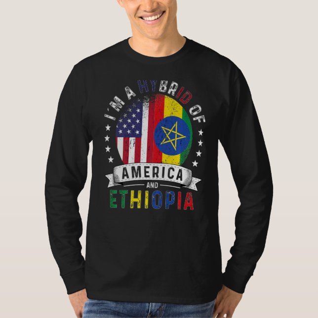 USA:s patriot Etiopien Flagga American etiopian Gr T Shirt (Framsida)
