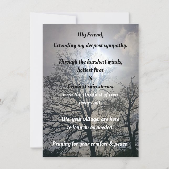 USA:s platta hälsningskort - djup sympati (Framsida)