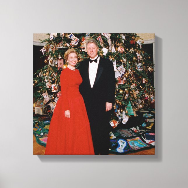 USA:s president Bill Clintons julkort Canvastryck (Framsida)