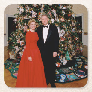 USA:s president Bill Clintons julkort Underlägg Papper Kvadrat