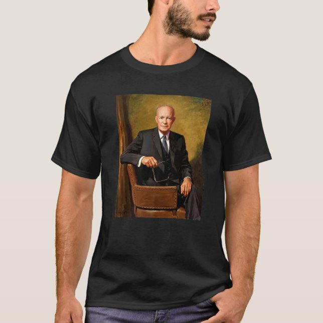 USA:s president Dwight D Eisenhower Porträtt T Shirt (Framsida)