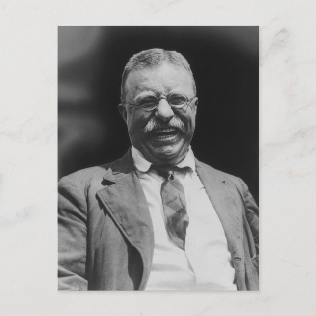 USA:s president Theodore Teddy Roosevelt Laughing Vykort (Framsida)