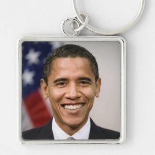 USA:s president Valect Barack Obama Fyrkantig Silverfärgad Nyckelring