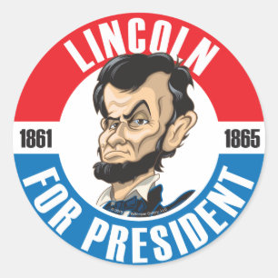 USA:s presidenter Kampanj Button: #16 Lincoln Runt Klistermärke