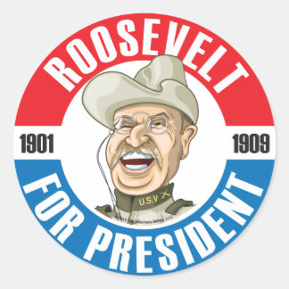 USA:s presidenter Kampanj Sticker: #26 Roosevelt Runt Klistermärke